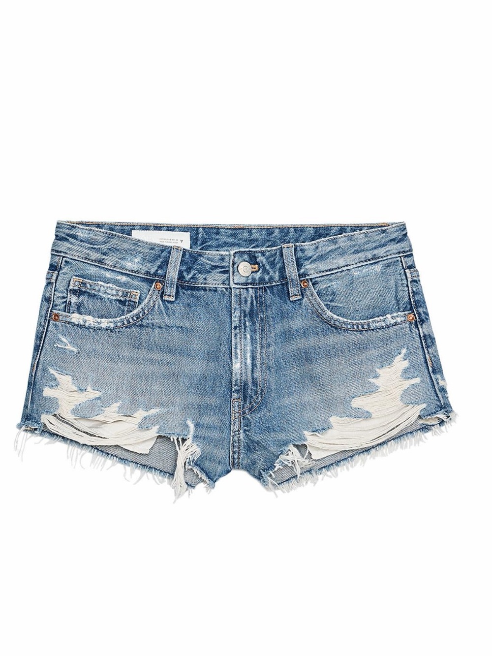 Zara Light Blue Distressed Denim Cutoff Shorts